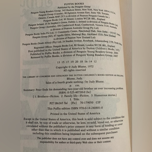 Tales of a Fourth Grade Nothing by Judy Blume - Picture 3 of 4